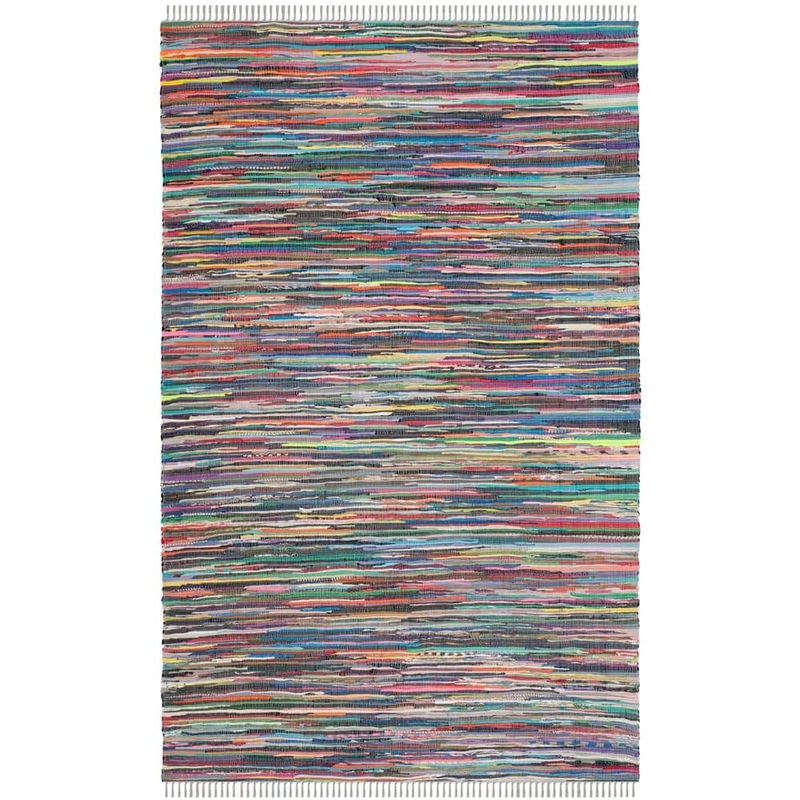 SAFAVIEH Rag Rug Gray/Multi 6 ft. x 9 ft. Striped Area Rug RAR121M-6