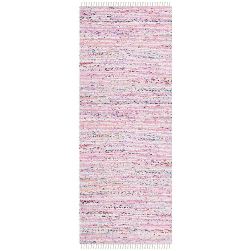 SAFAVIEH Rag Rug Light Pink/Multi 2 ft. x 6 ft. Striped Runner Rug RAR125E-26