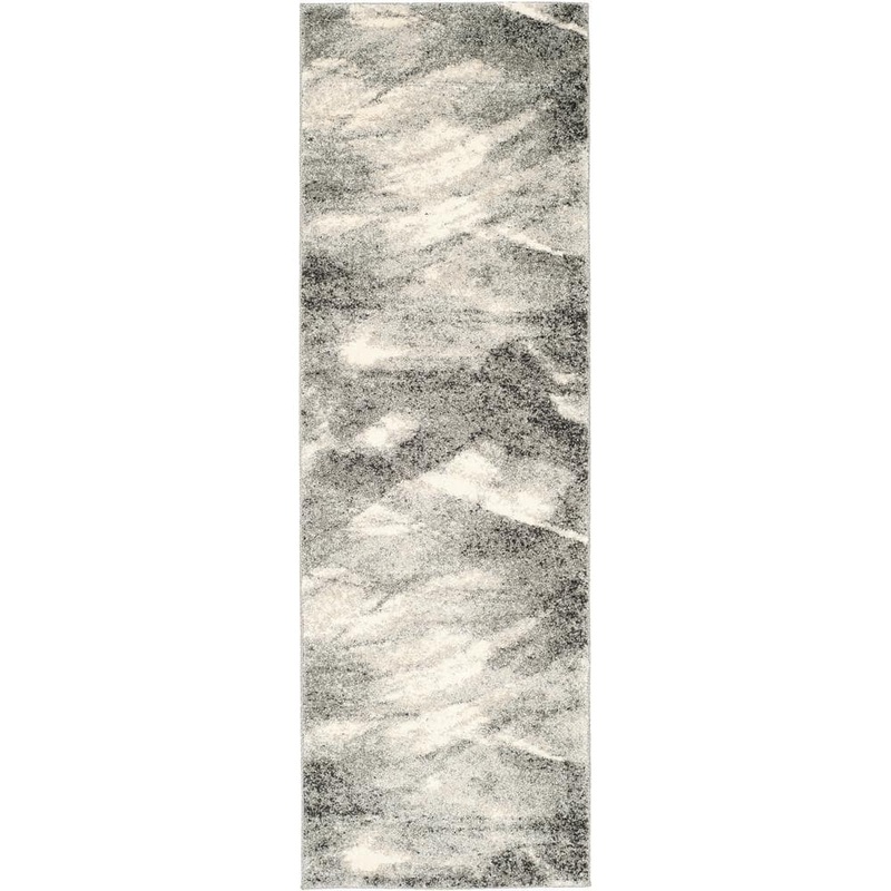 SAFAVIEH Retro Gray/Ivory 2 ft. x 8 ft. Solid Runner Rug RET2891-8012-28