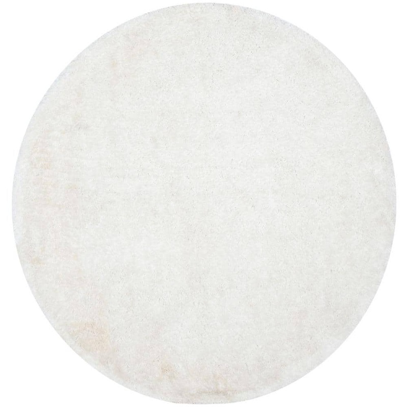 SAFAVIEH South Beach Shag Snow White 6 ft. x 6 ft. Round Solid Area Rug SBS562A-6R