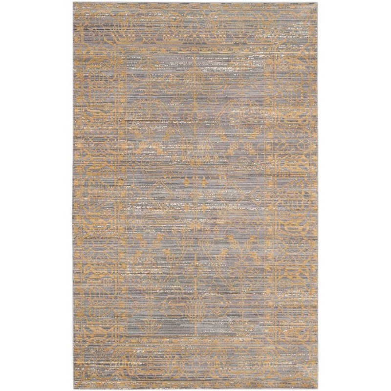 SAFAVIEH Valencia Grey/Gold 8 ft. x 10 ft. Border Area Rug VAL104E-8