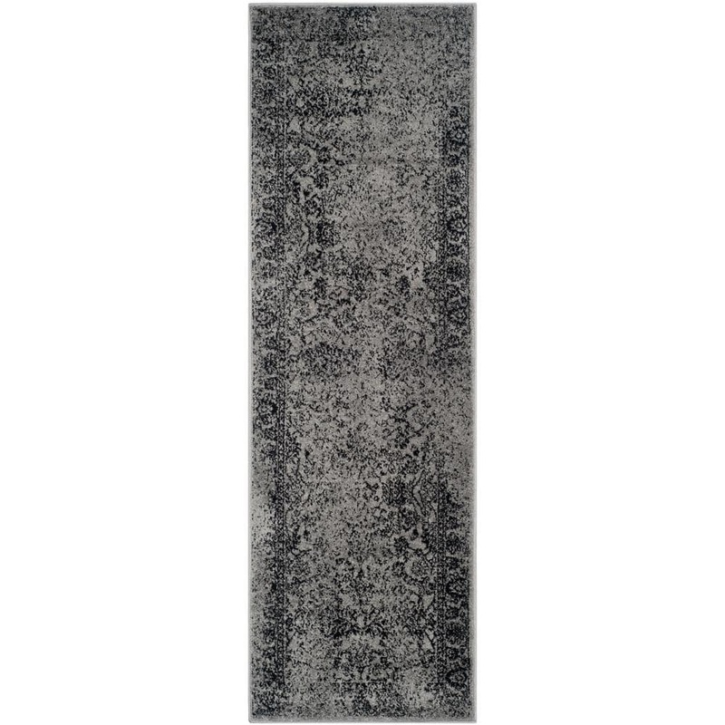SAFAVIEH Adirondack Grey/Black 3 ft. x 6 ft. Border Runner Rug ADR109B-26