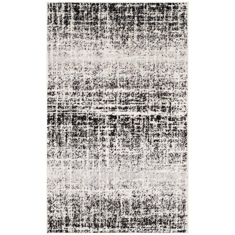 SAFAVIEH Adirondack Ivory/Black Doormat 3 ft. x 5 ft. Solid Gradient Area Rug ADR116B-3