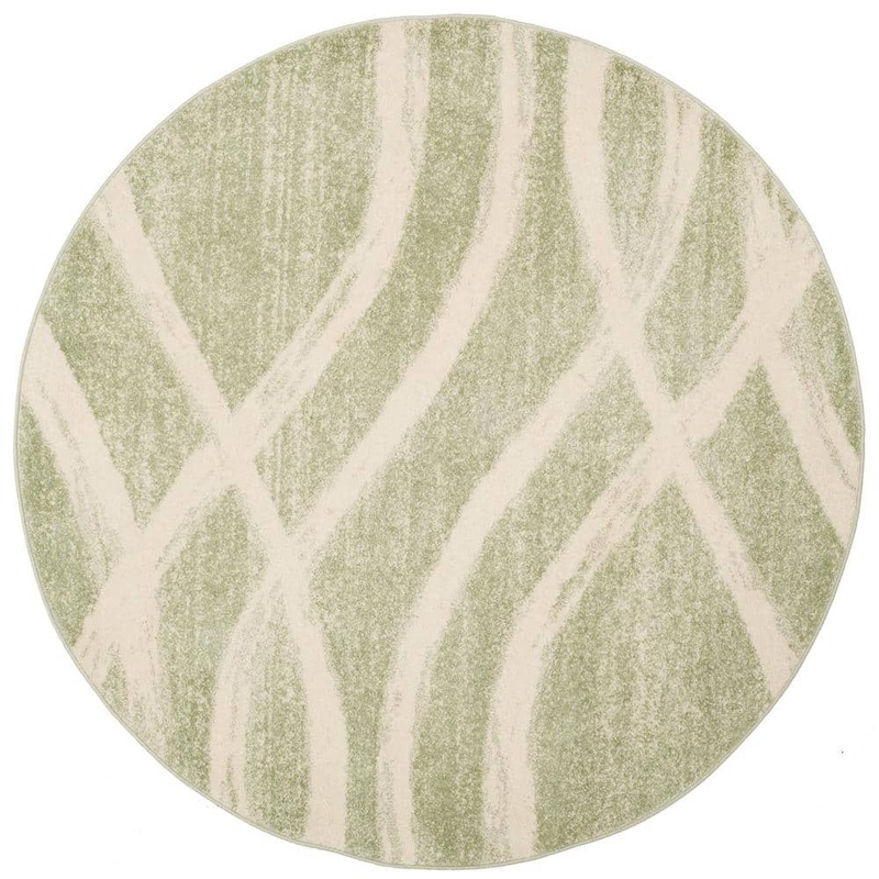 SAFAVIEH Adirondack Sage/Cream 4 ft. x 4 ft. Round Striped Area Rug ADR125X-4R