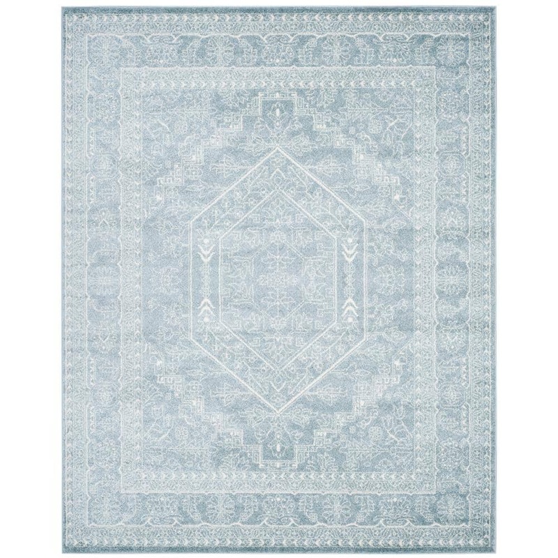 SAFAVIEH Adirondack Slate/Ivory 10 ft. x 14 ft. Border Medallion Area Rug ADR108T-10