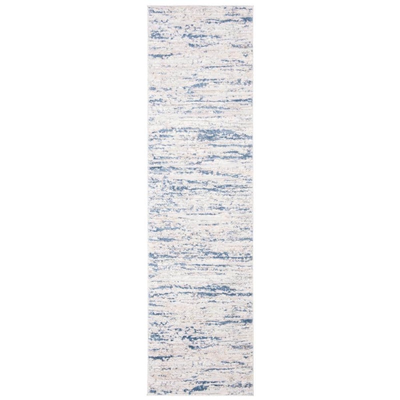 SAFAVIEH Amelia Ivory/Blue 2 ft. x 10 ft. Abstract Striped Runner Rug ALA768A-210