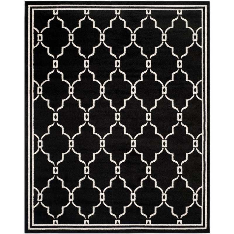 SAFAVIEH Amherst Anthracite/Ivory 9 ft. x 12 ft. Geometric Diamond Area Rug AMT414G-9