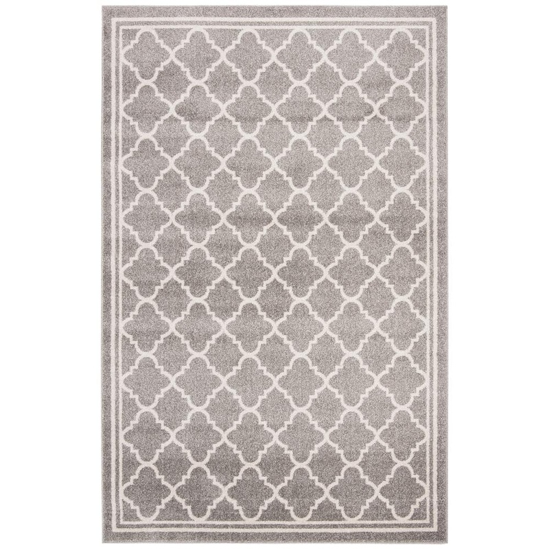 SAFAVIEH Amherst Dark Gray/Beige 4 ft. x 6 ft. Border Multi-Trellis Area Rug AMT422R-4