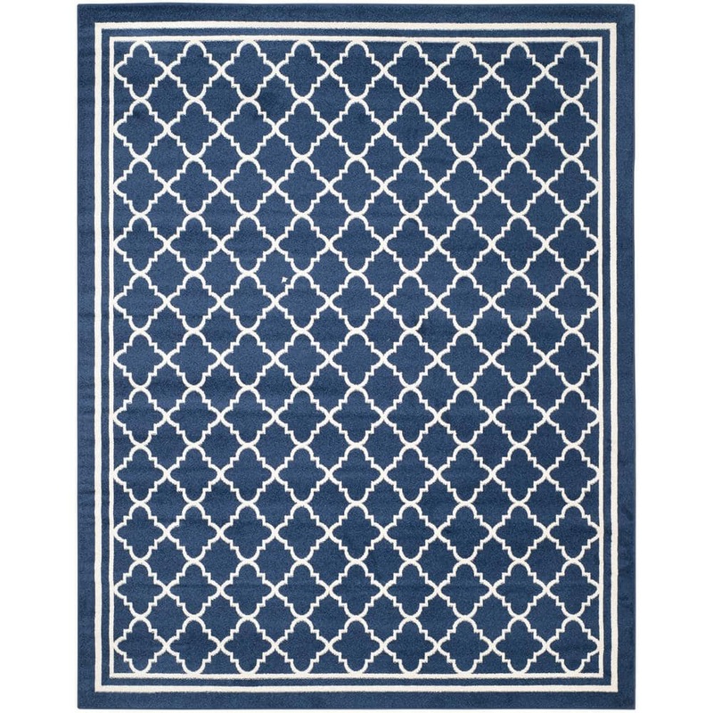 SAFAVIEH Amherst Navy/Beige 8 ft. x 10 ft. Border Multi-Trellis Area Rug AMT422P-8