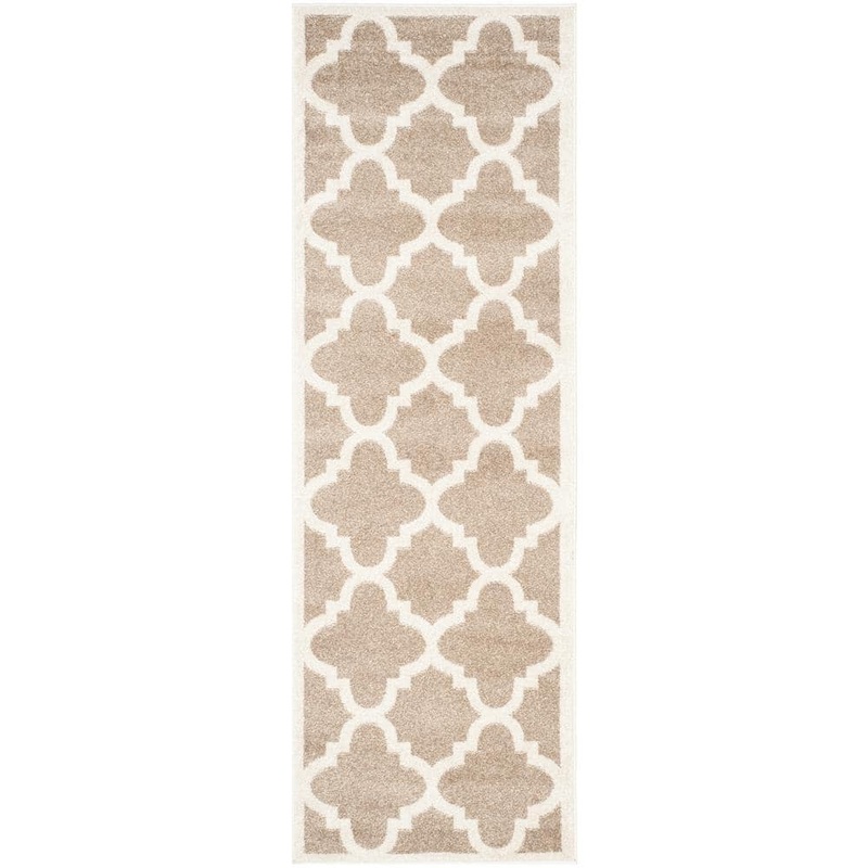 SAFAVIEH Amherst Wheat/Beige 2 ft. x 7 ft. Border Trellis Runner Rug AMT423S-27