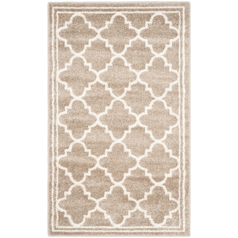 SAFAVIEH Amherst Wheat/Beige Doormat 3 ft. x 5 ft. Border Multi-Trellis Area Rug AMT422S-3