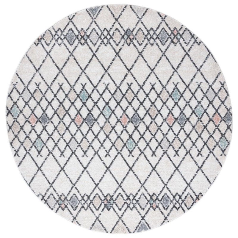 SAFAVIEH Amsterdam Ivory/Beige 7 ft. x 7 ft. Geometric;Trellis Round Area Rug AMS115A-7R
