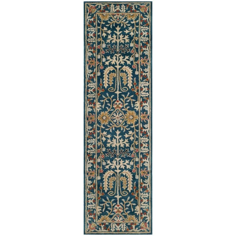 SAFAVIEH Antiquity Dark Blue/Multi 2 ft. x 12 ft. Border Runner Rug AT64B-212