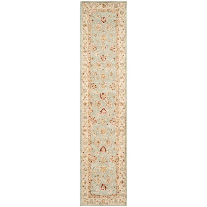 SAFAVIEH Antiquity Grey Blue/Beige 2 ft. x 16 ft. Border Runner Rug AT822A-216