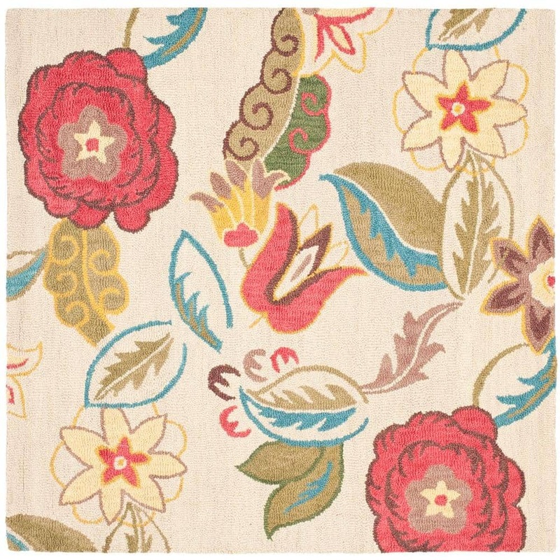 SAFAVIEH Blossom Beige/Multi 8 ft. x 8 ft. Square Floral Area Rug BLM671A-8SQ
