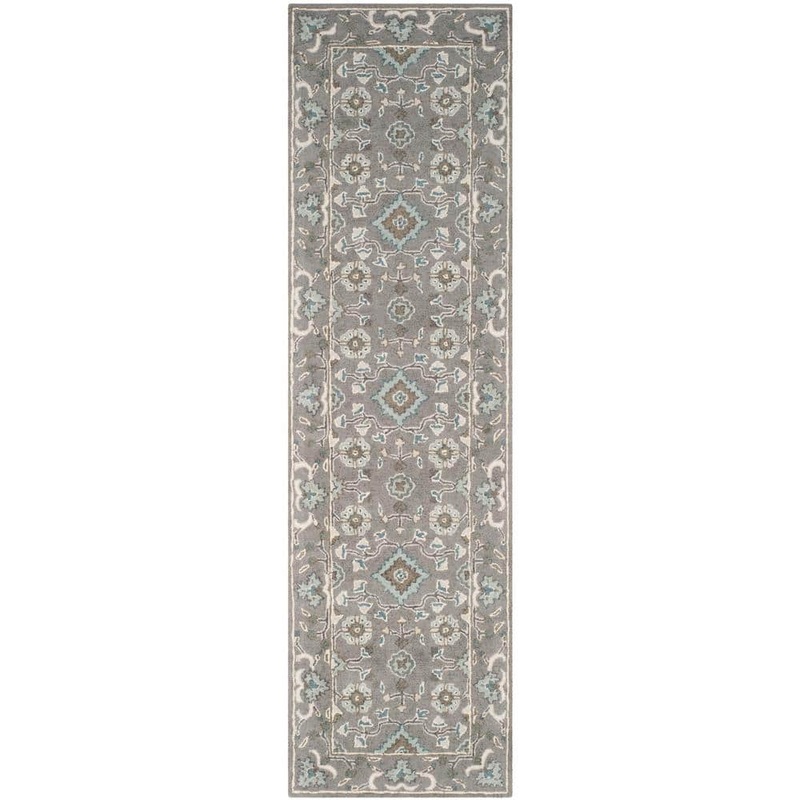 SAFAVIEH Blossom Gray 2 ft. x 10 ft. Border Runner Rug BLM218A-210