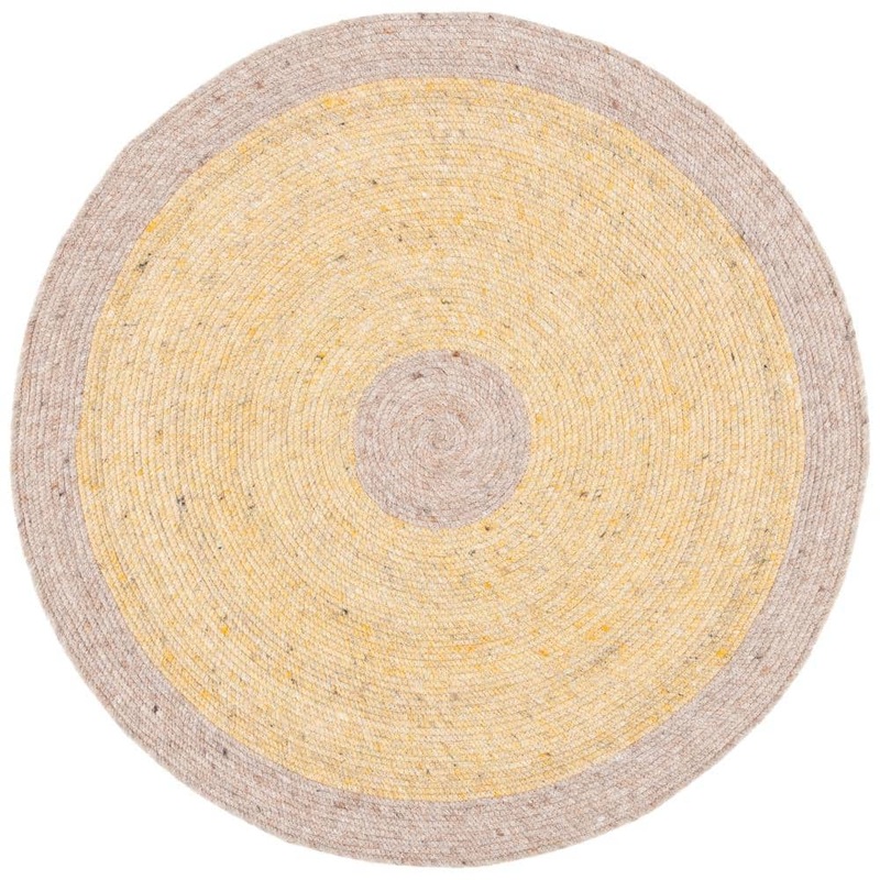 SAFAVIEH Braided Gold Beige 4 ft. x 4 ft. Abstract Striped Round Area Rug BRD908D-4R