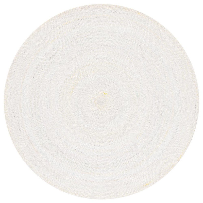 SAFAVIEH Braided Ivory Yellow 4 ft. x 4 ft. Abstract Round Area Rug BRD804C-4R