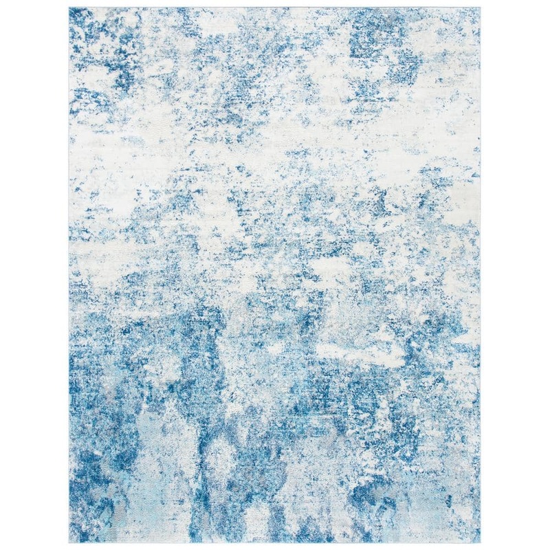 SAFAVIEH Brentwood Ivory/Navy 8 ft. x 10 ft. Abstract Area Rug BNT822B-8