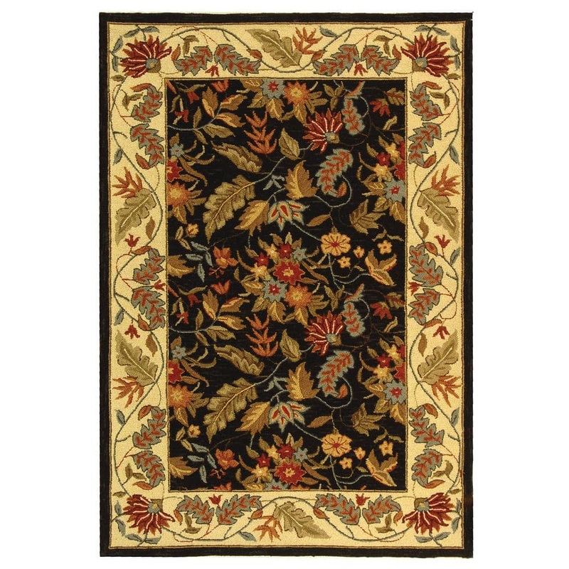SAFAVIEH Chelsea Black 4 ft. x 6 ft. Border Floral Area Rug HK141B-4