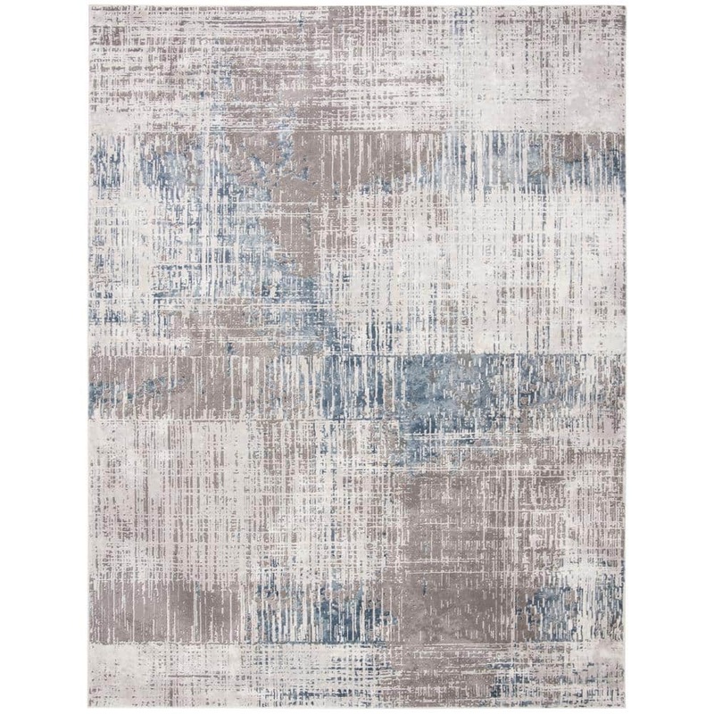 SAFAVIEH Craft Gray/Blue 9 ft. x 12 ft. Plaid Abstract Area Rug CFT874F-9