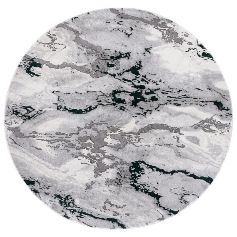SAFAVIEH Craft Gray/Green 7 ft. x 7 ft. Marbled Abstract Round Area Rug CFT860G-7R