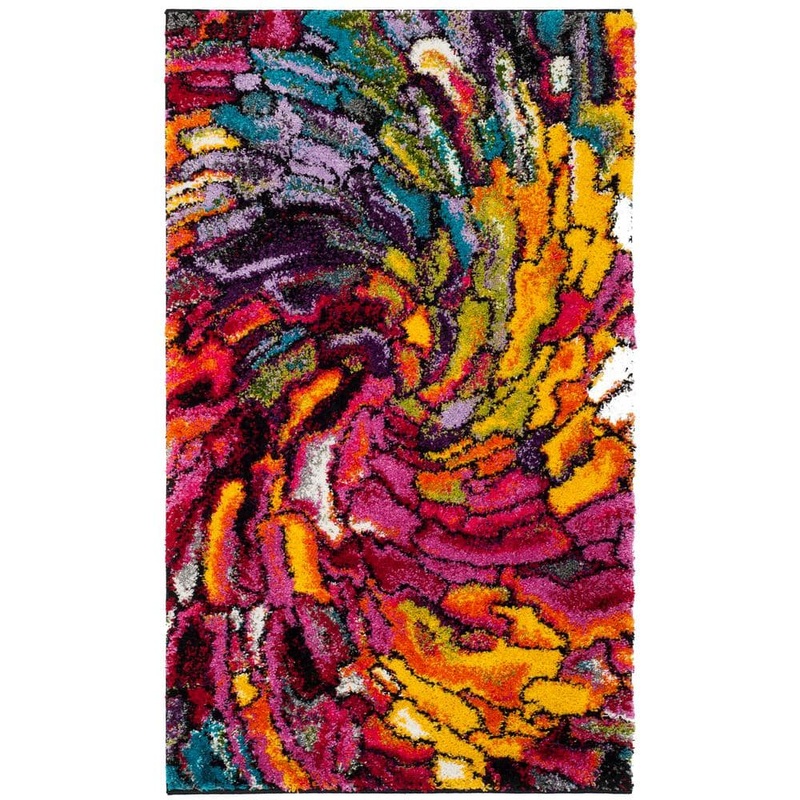 SAFAVIEH Fiesta Shag Multi Doormat 3 ft. x 5 ft. Abstract Area Rug FSG373M-3