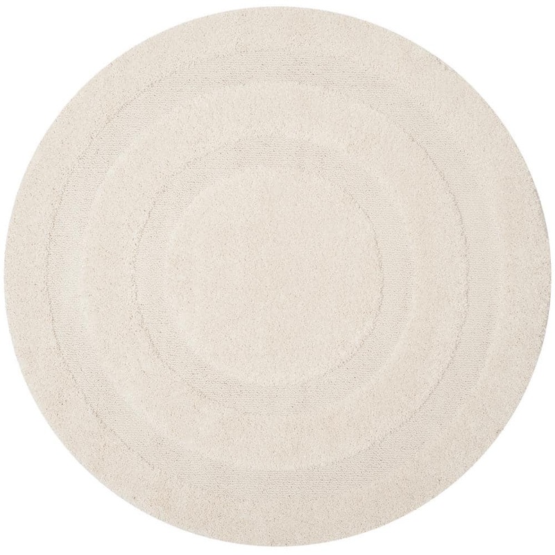 SAFAVIEH Florida Shag Cream 4 ft. x 4 ft. Round Border Area Rug SG454-1111-4R