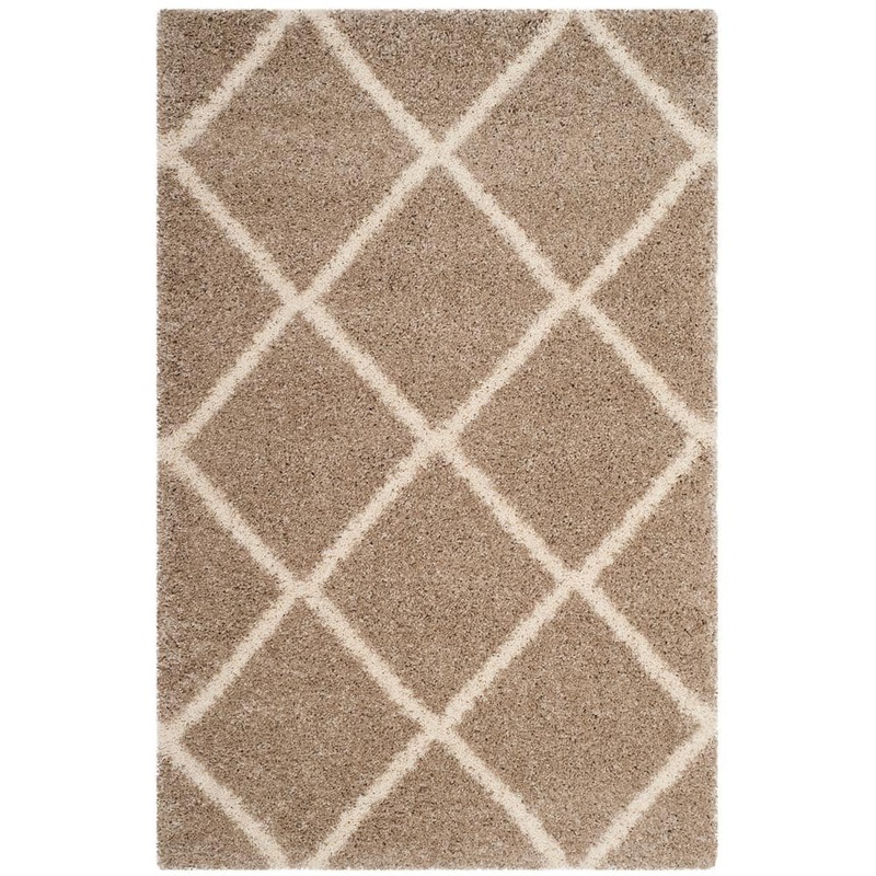 SAFAVIEH Hudson Shag Beige/Ivory 4 ft. x 6 ft. Geometric Diamonds Area Rug SGH281S-4