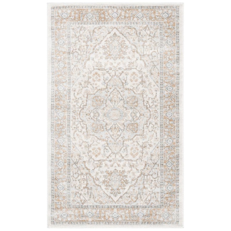 SAFAVIEH Isabella Cream/Beige Doormat 3 ft. x 5 ft. Medallion Border Area Rug ISA936A-3