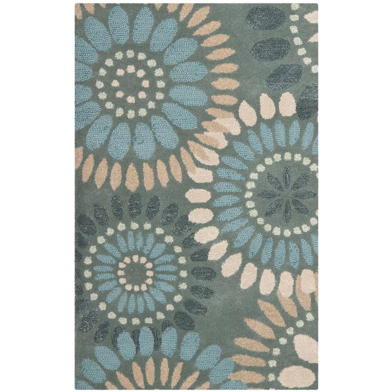 SAFAVIEH Jardin Gray/Blue Doormat 3 ft. x 5 ft. Floral Area Rug JAR455A-3