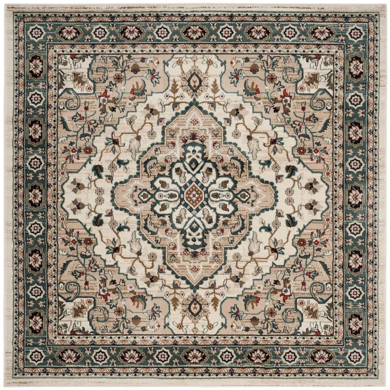 SAFAVIEH Lyndhurst Cream/Beige 7 ft. x 7 ft. Square Border Area Rug LNH338B-7SQ