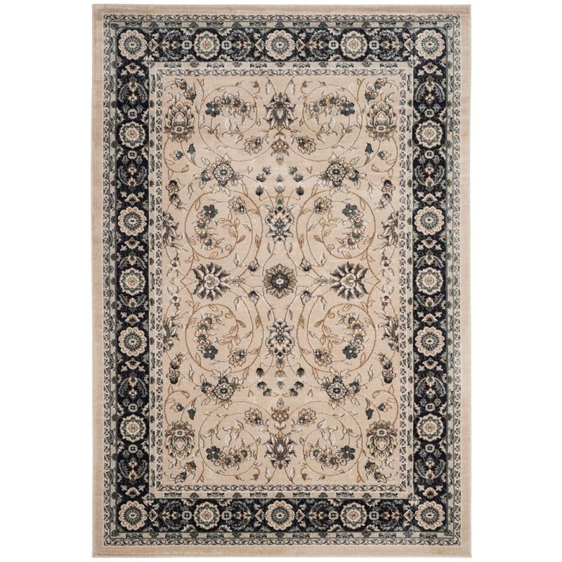 SAFAVIEH Lyndhurst Light Beige/Anthracite 4 ft. x 6 ft. Border Area Rug LNH340K-4