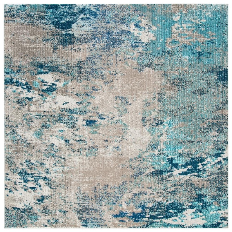 SAFAVIEH Madison Blue/Gray Doormat 3 ft. x 3 ft. Square Geometric Area Rug MAD440M-3SQ