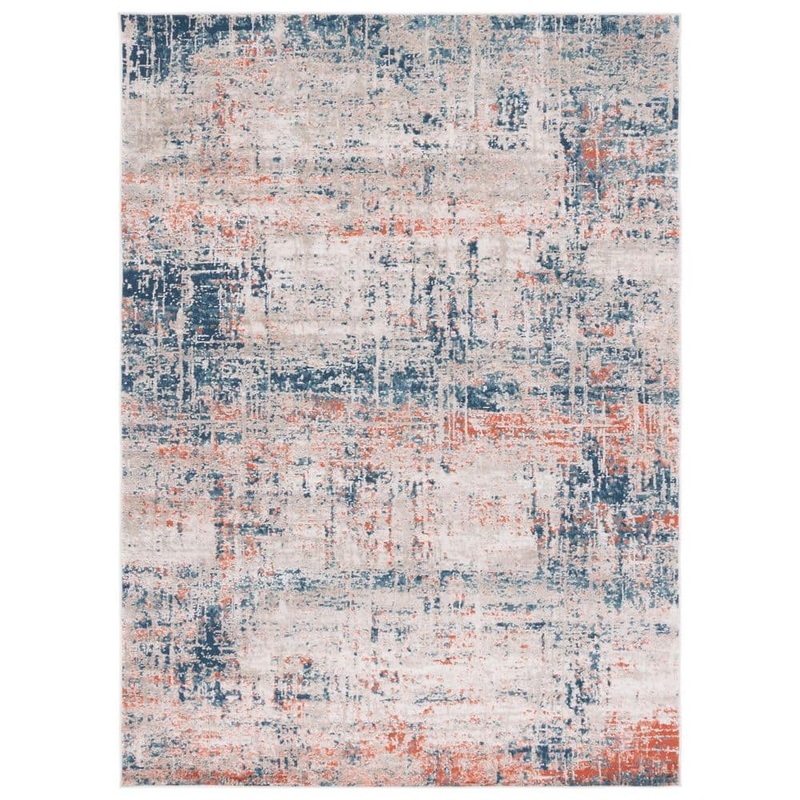 SAFAVIEH Madison Blue/Grey 9 ft. x 12 ft. Abstract Striped Area Rug MAD819M-9