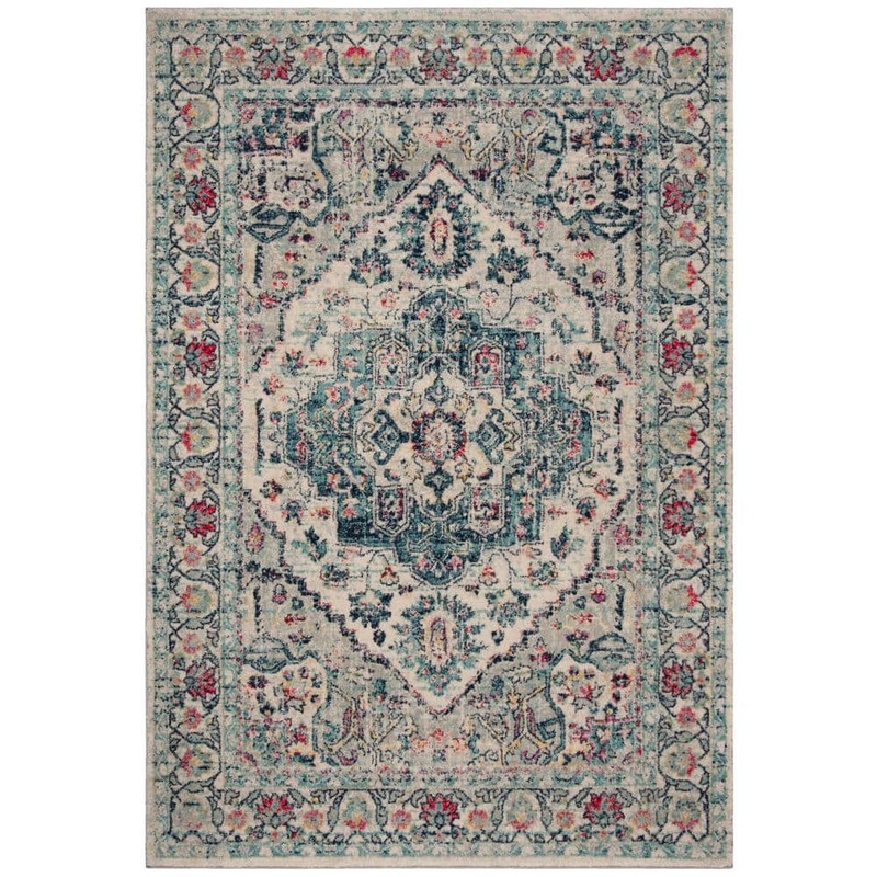 SAFAVIEH Madison Navy/Fuchsia 6 ft. x 9 ft. Border Area Rug MAD930N-6