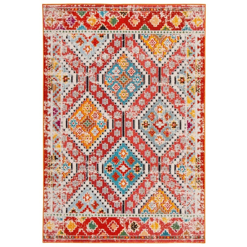 SAFAVIEH Madison Rust/Pink 8 ft. x 10 ft. Geometric Medallion Area Rug MAD418Q-8