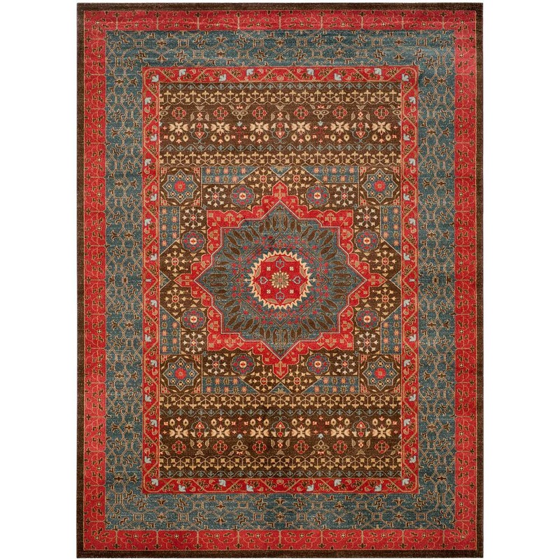 SAFAVIEH Mahal Navy/Red 9 ft. x 12 ft. Antique Border Area Rug MAH620C-9