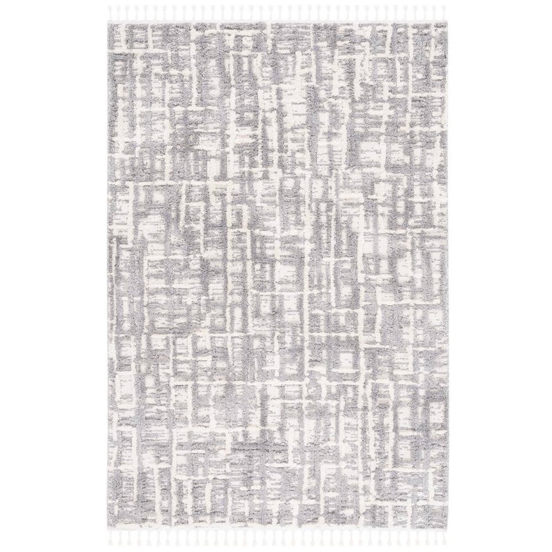 SAFAVIEH Marrakesh Ivory/Dark Gray Doormat 3 ft. x 5 ft. Abstract Striped Area Rug MRK544A-3