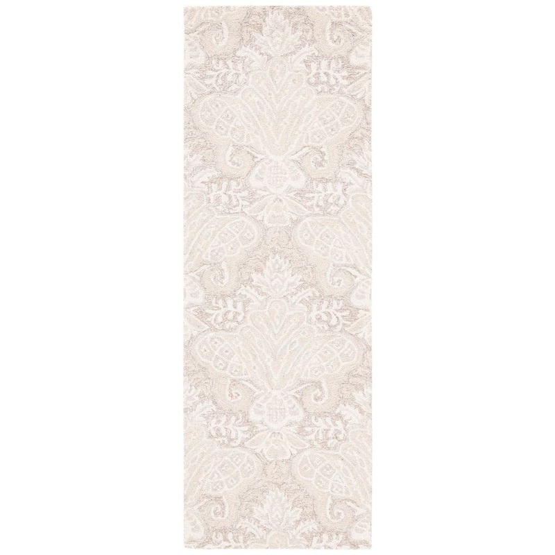SAFAVIEH Micro-Loop Beige 2 ft. x 8 ft. Medallion Solid Color Runner Rug MLP539B-28