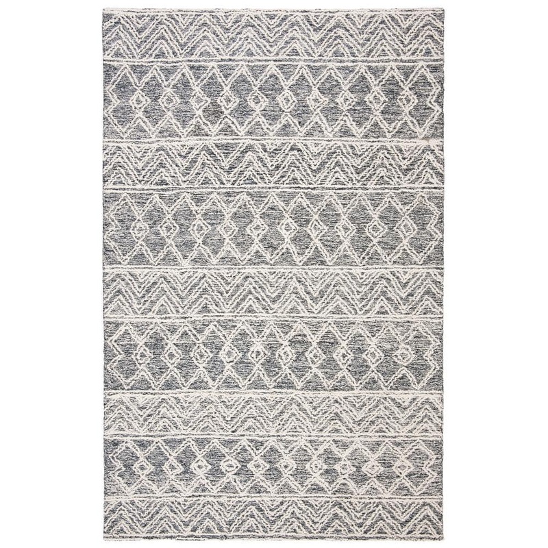SAFAVIEH Micro-Loop Ivory/Black 8 ft. x 10 ft. Geometric Area Rug MLP203A-8