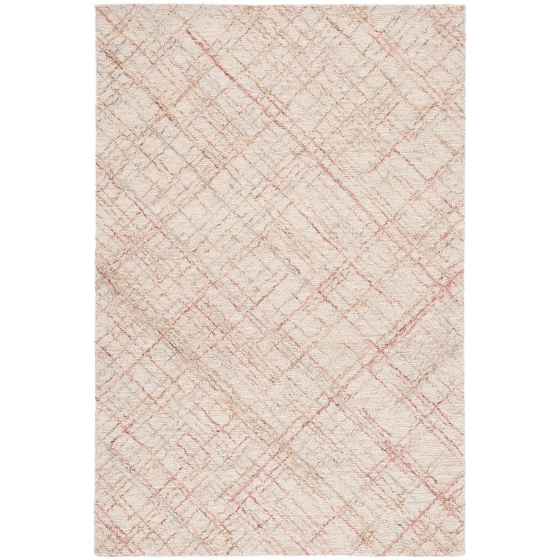 SAFAVIEH Micro-Loop Ivory/Red 5 ft. x 8 ft. Abstract Plaid Area Rug MLP479Q-5