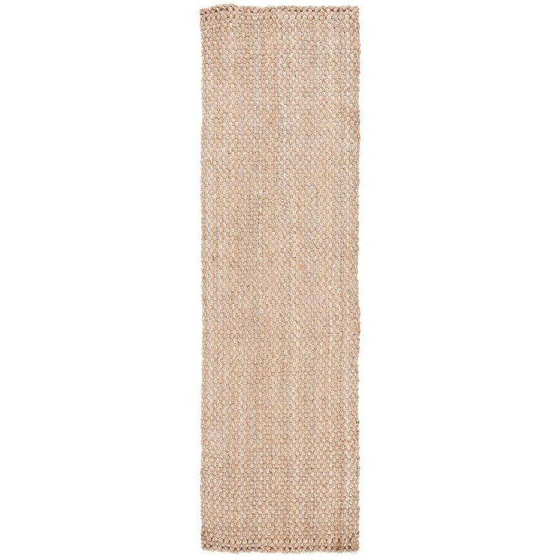 SAFAVIEH Natural Fiber Beige 2 ft. x 6 ft. Woven Border Runner Rug NF267A-26