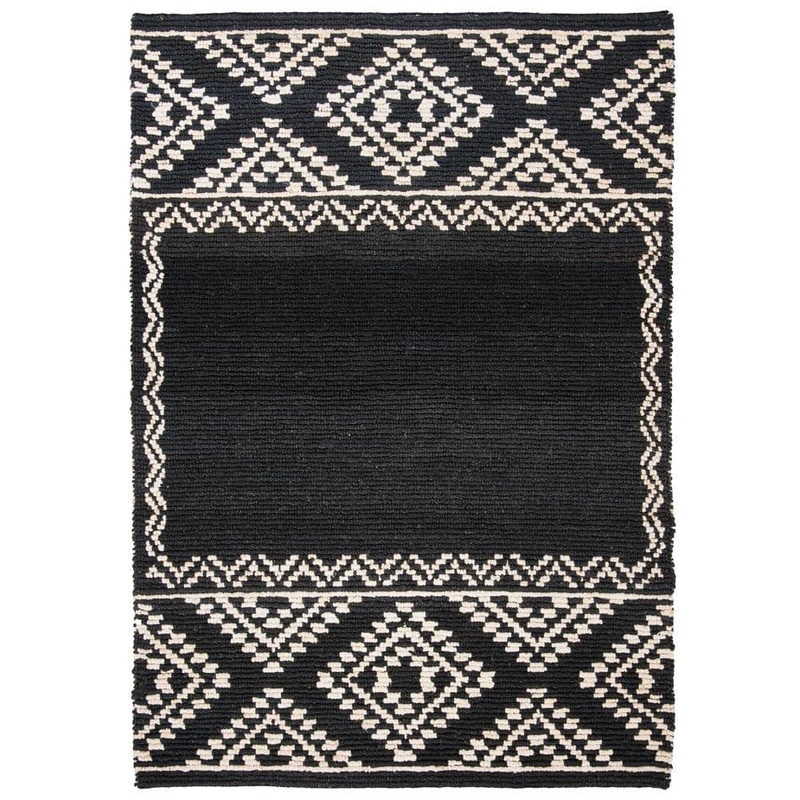SAFAVIEH Natural Fiber Black 5 ft. x 8 ft. Aztec Border Area Rug NF552Z-5