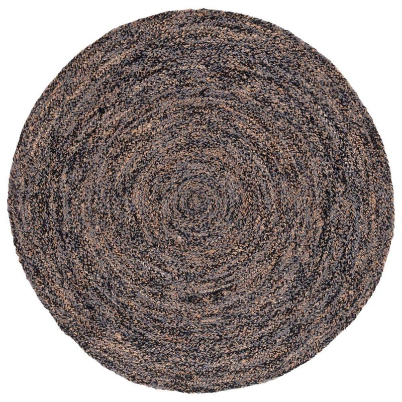 SAFAVIEH Natural Fiber Black/Beige 6 ft. x 6 ft. Abstract Distressed Round Area Rug NFB950Z-6R
