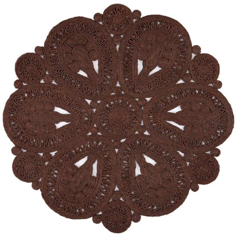 SAFAVIEH Natural Fiber Brown 8 ft. x 8 ft. Woven Floral Round Area Rug NF360T-8R
