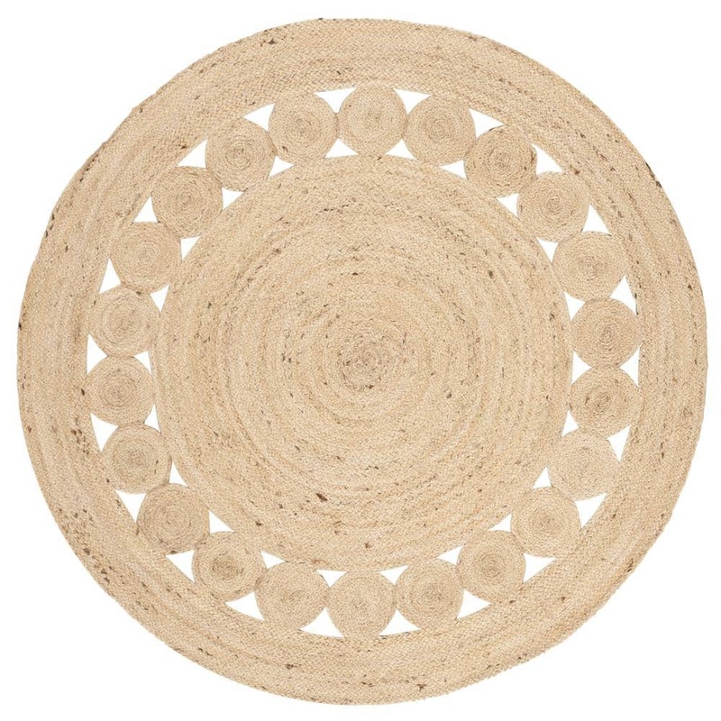 SAFAVIEH Natural Fiber Ivory 4 ft. x 4 ft. Round Border Area Rug NF364B-4R