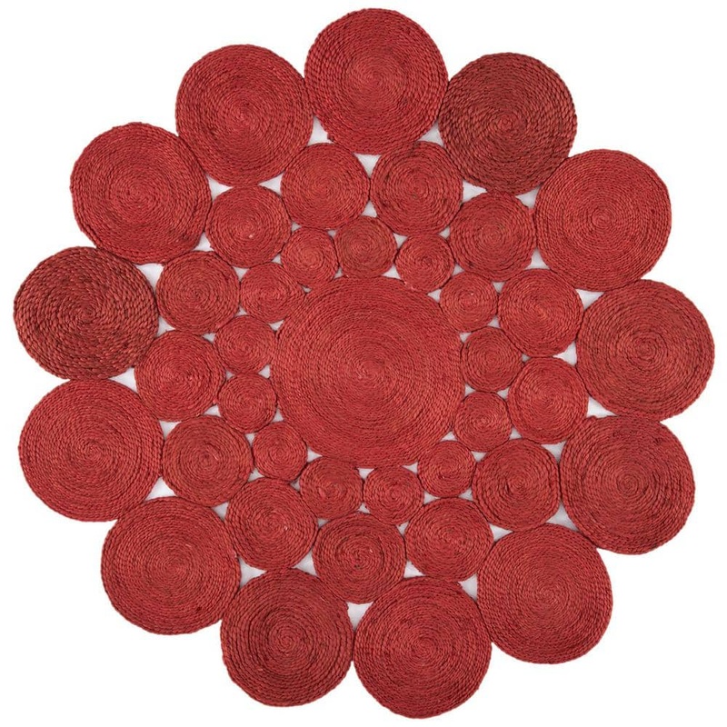SAFAVIEH Natural Fiber Rust 7 ft. x 7 ft. Woven Floral Round Area Rug NF363P-7R