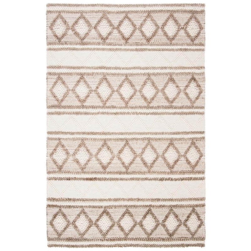 SAFAVIEH Natural Fiber Taupe/Ivory 9 ft. x 12 ft. Tribal Diamonds Area Rug NF866B-9