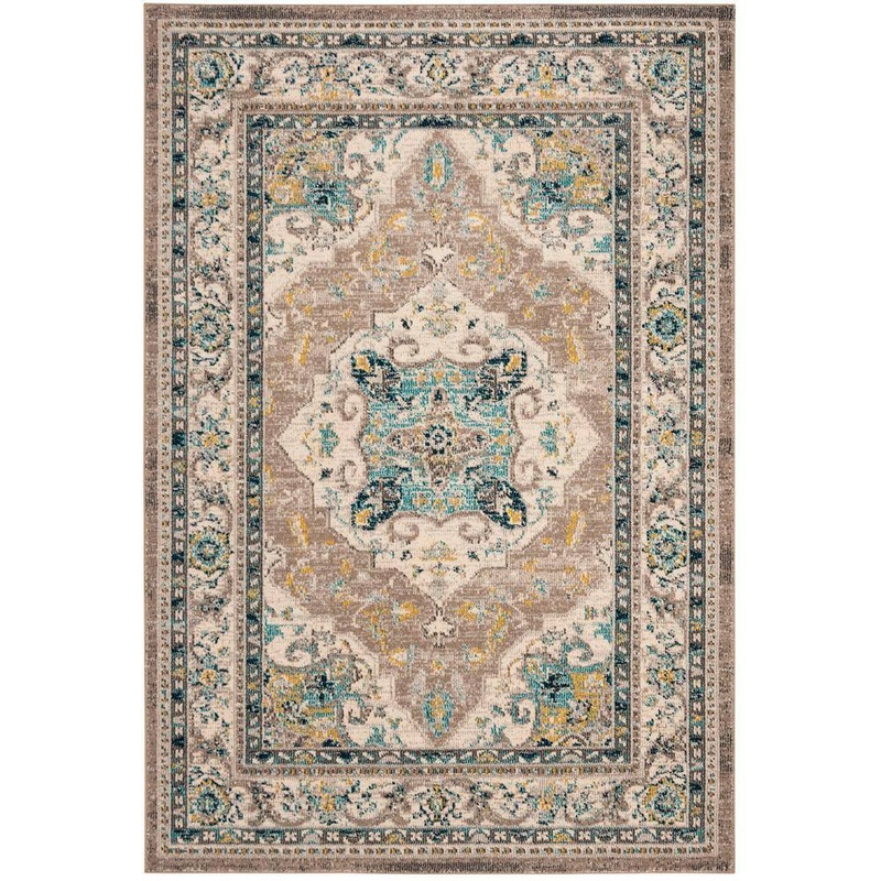 SAFAVIEH Phoenix Ivory/Gray 4 ft. x 6 ft. Border Area Rug PHX154F-4